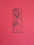Letterpress Card-Art Deco Dragonfly & Trillium- Black on Red