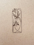 Letterpress Card- Art Deco Dragonfly & Trillium- Black on Oatmeal Speckletone