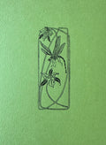 Letterpress Card-Art Deco Dragonfly & Trillium Black on Green