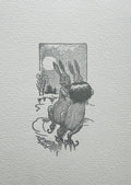Letterpress Card- Ice Skating Bunny Couple- Grey on White