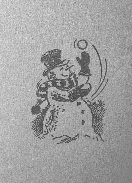 Letterpress Card-Juggling Snowman- Grey on White (Copy)