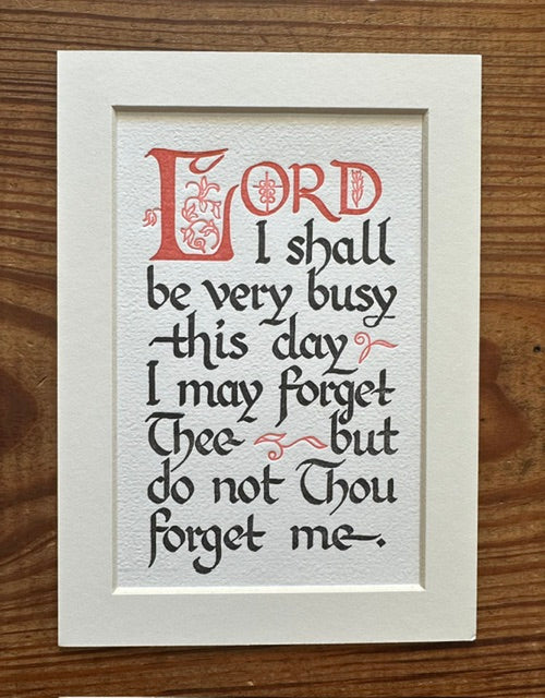 Letterpress Frameable Print- Busy Day Prayer