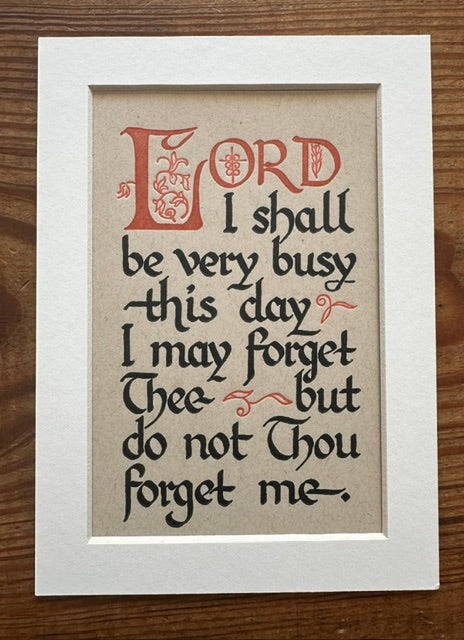 Letterpress Frameable Print- Busy Day Prayer