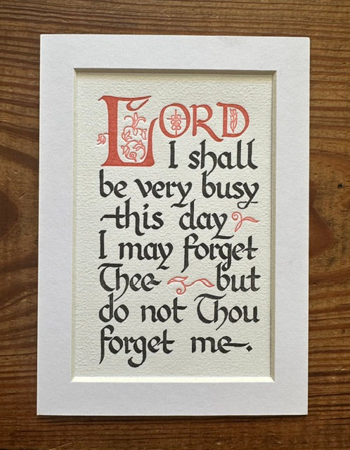 Letterpress Frameable Print- Busy Day Prayer