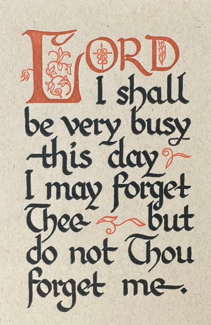 Letterpress Frameable Print- Busy Day Prayer