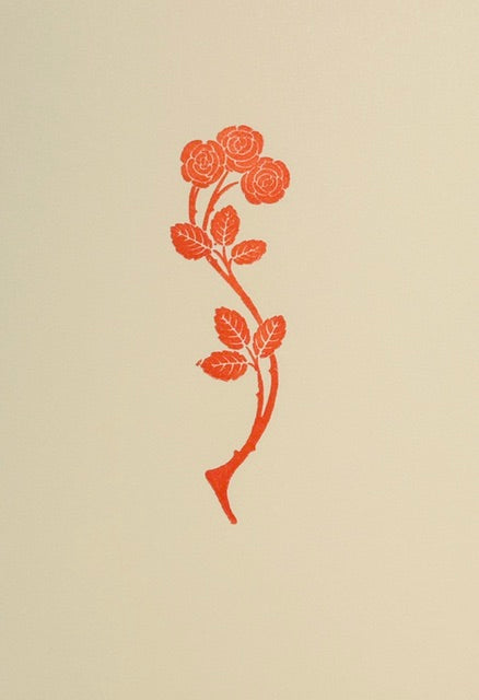 Letterpress Card- Red Rose on Ivory Linen- Blank Inside A2
