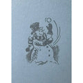 Letterpress Snowman Juggling Card- Blue