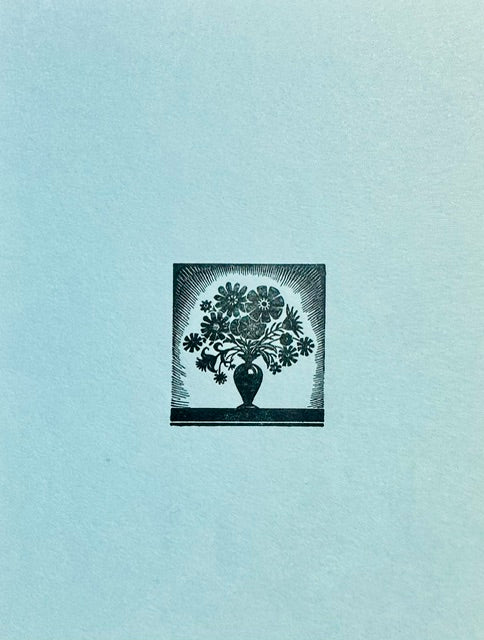 Letterpress Card- Brilliant Bouquet-Black Light Blue
