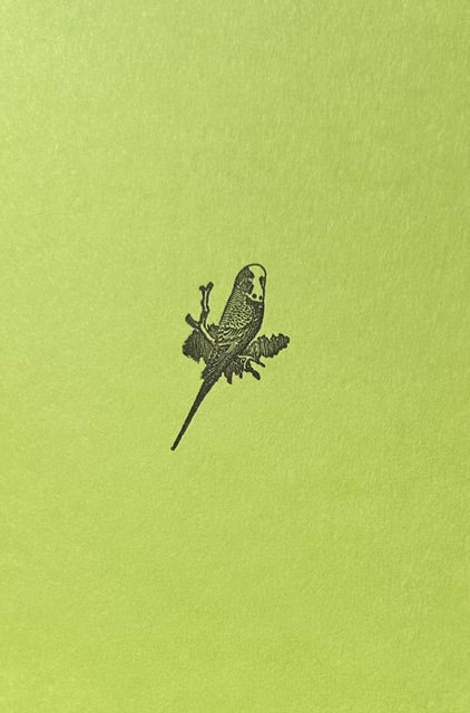 Letterpress Card- Parakeet/Budgie Bird- Blank Inside