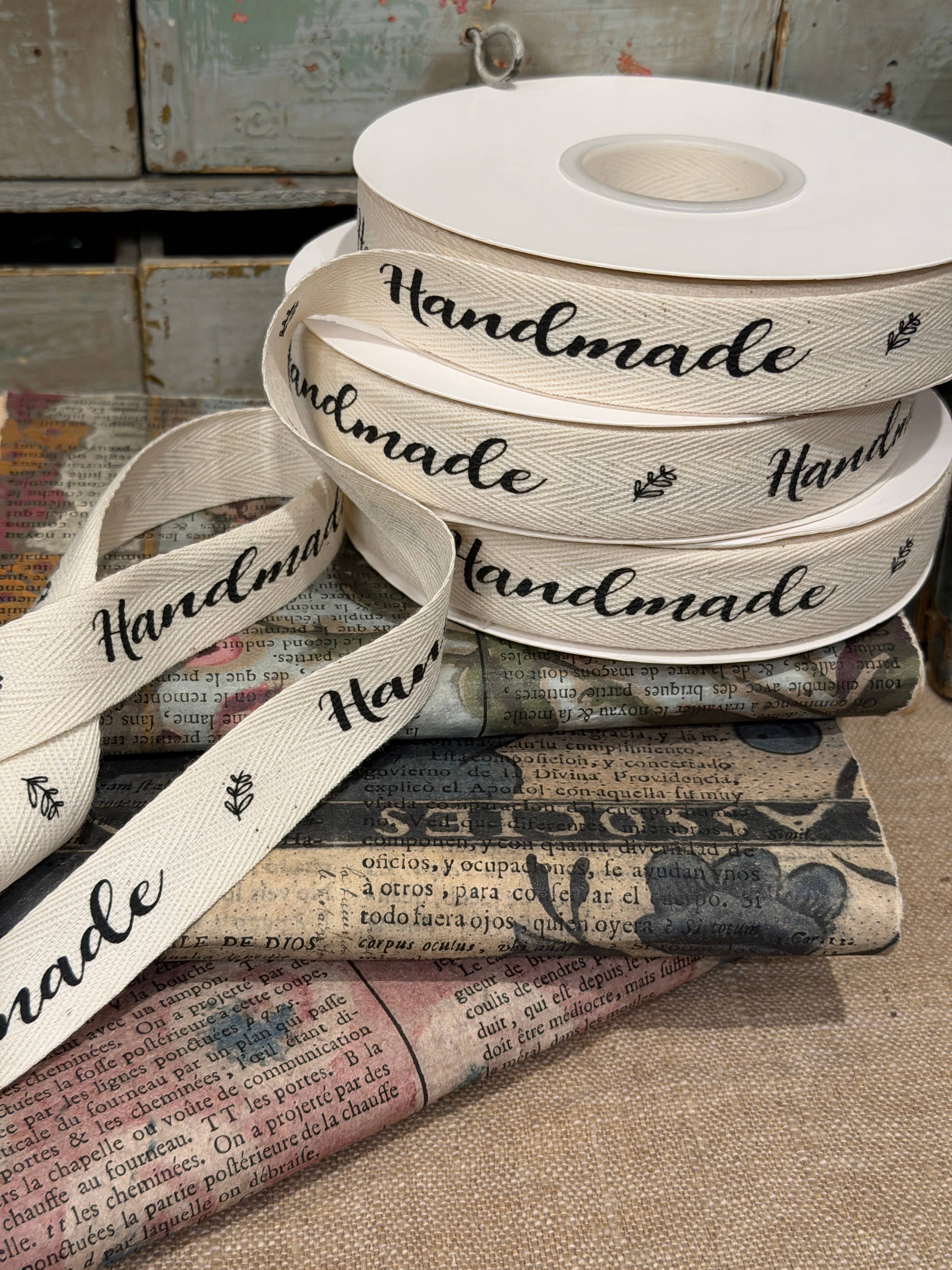 Cotton Ribbon- "Handmade"