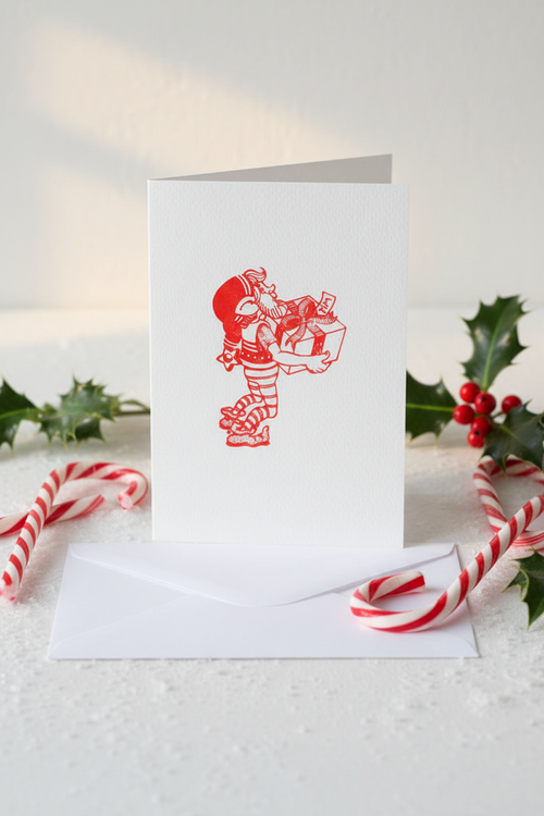 Christmas Elf - Matching White Card & Envelope