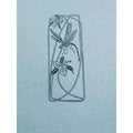 Letterpress Card- Art Deco Dragonfly & Trillium Blank-Blue/Beige