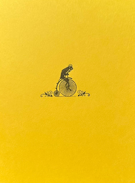 Letterpress Card- Frog on Penny Farthing Bicycle-Blank Inside