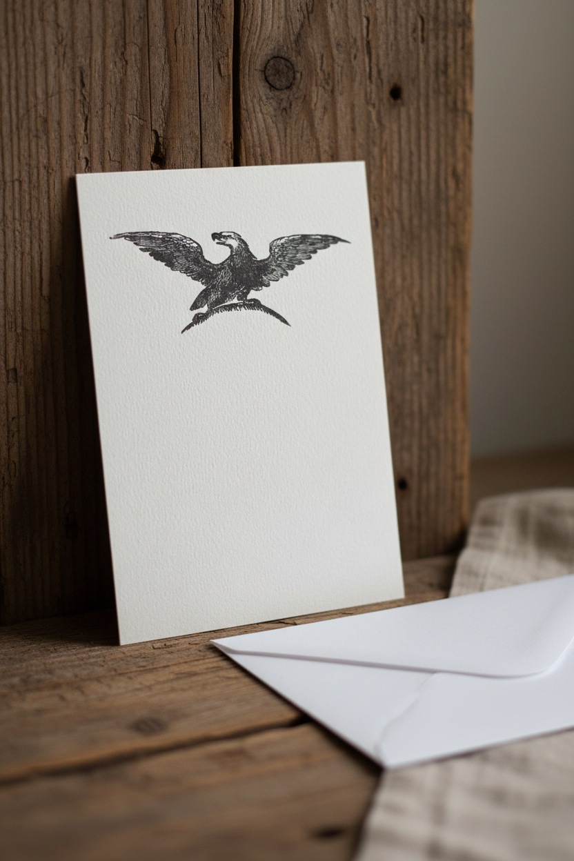 Letterpress Eagle White Card Lifestyle Photo
