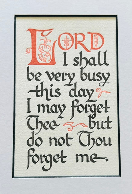 Letterpress Frameable Print- Busy Day Prayer