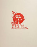 Letterpress Card- Playing Cards Vignette Red on Ivory Linen- Blank Inside A2
