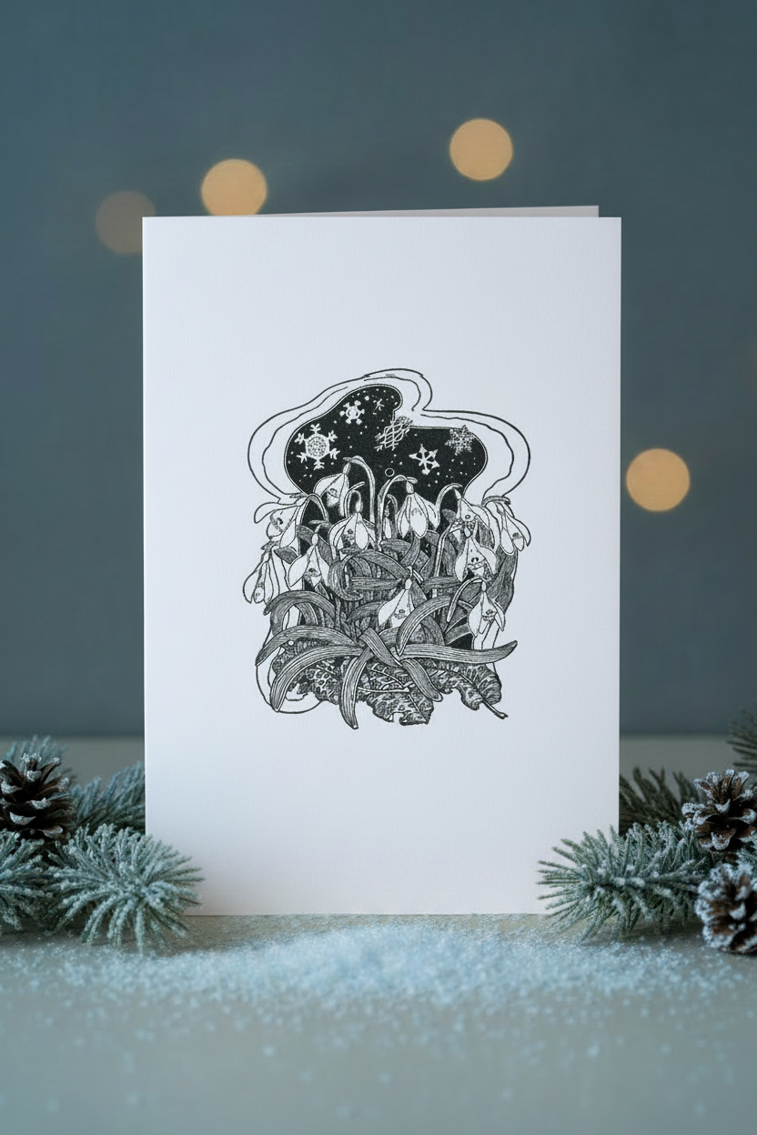 Snowdrop Card Pure White Stock