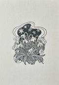 Letterpress Card-5 x 7= Snowdrops- Dark Blue on White- Blank Inside