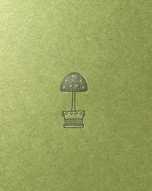 Letterpress Card- Simple & Sweet Topiary-Green/Black