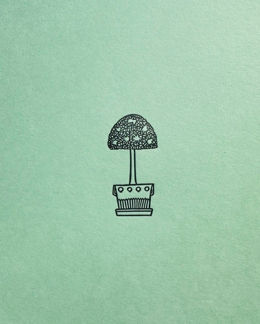 Letterpress Card- Simple & Sweet Topiary- Black on Light Green
