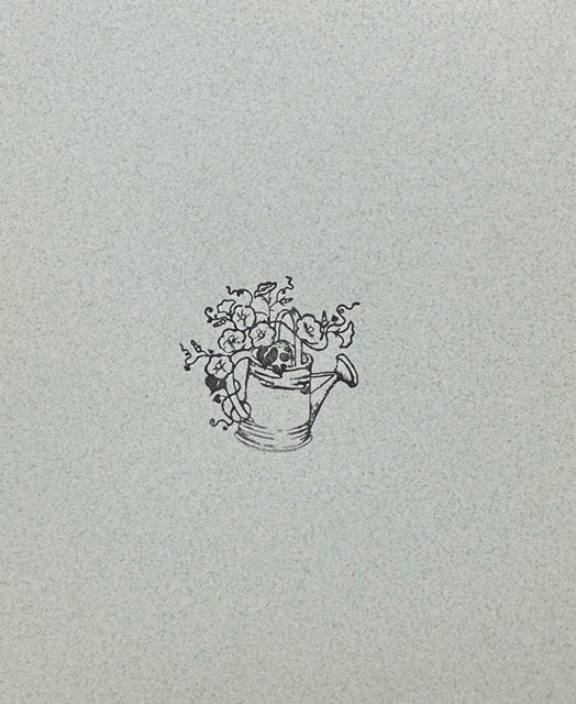 Letterpress Card- Morning Glory Watering Can-Black on Pale Green Fiber Stock