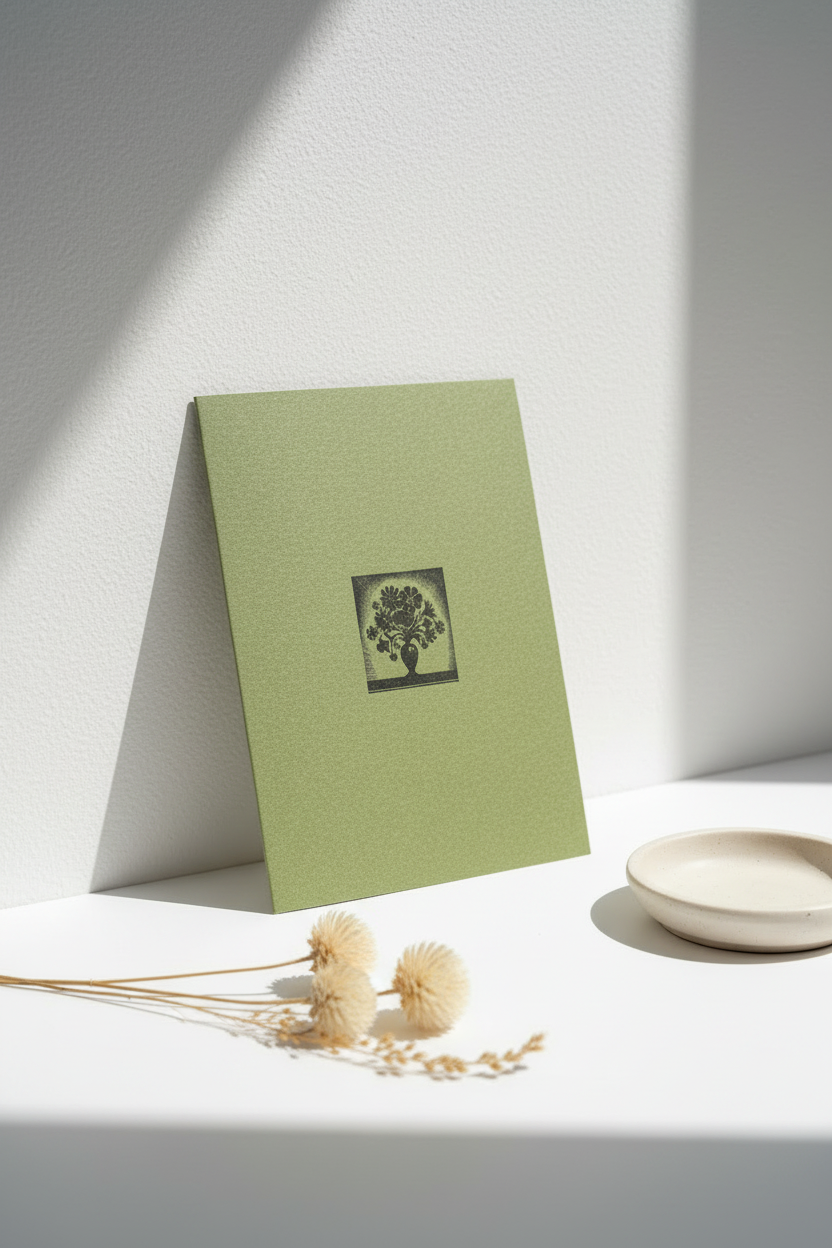 Woodblock Floral Card Standing